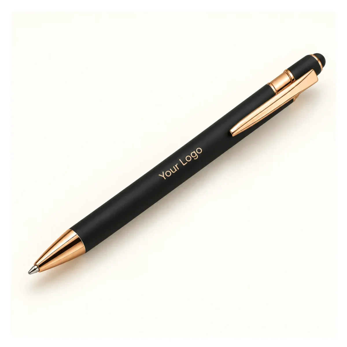Black Premium Steel Pen with Gold-Tone Trim